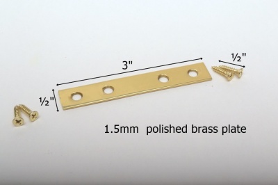 3'' Flat Mending Plate - solid brass